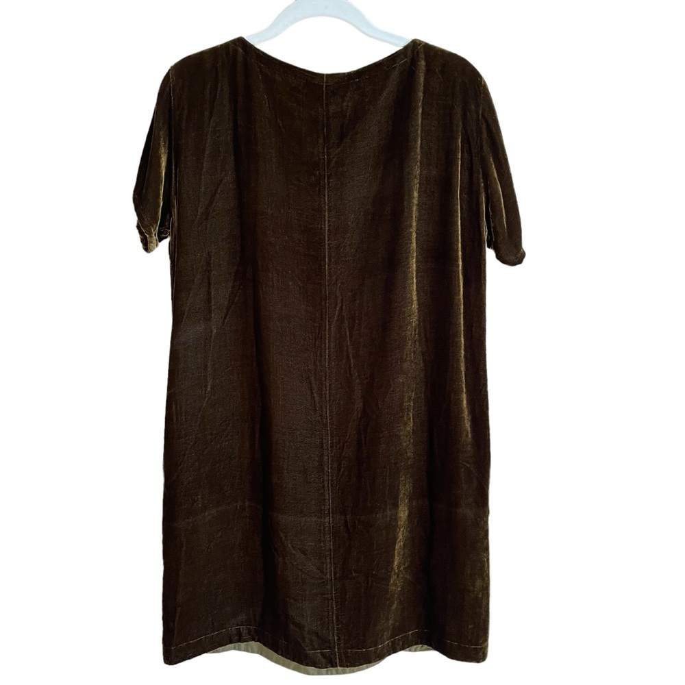 Eileen Fisher Velvet Shift Dress Size PP Silk Luxury Iridescent Office Party - Picture 2 of 6